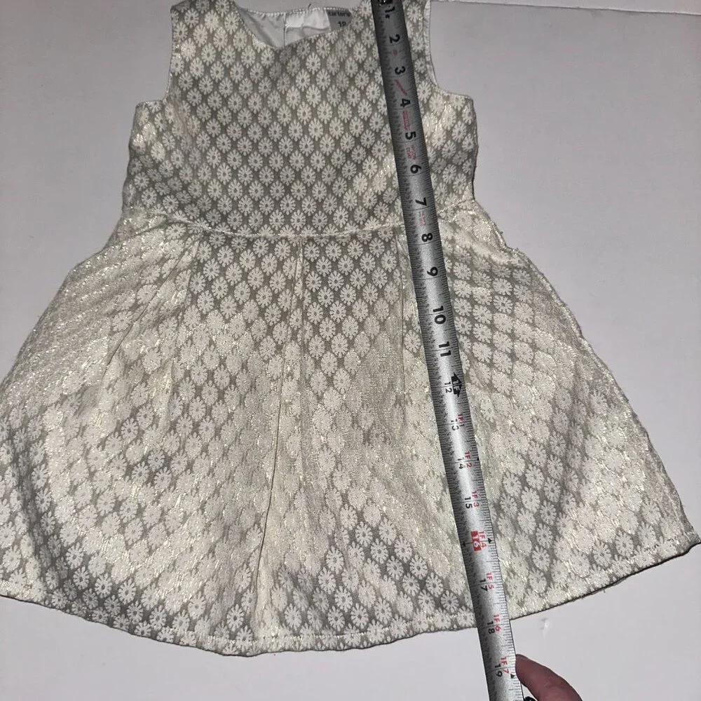 Girls Carter's Size 18M Ivory Metallic Gold Sleeveless Dress with back bow 18 Mo